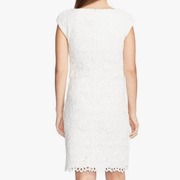Lauren Ralph Lauren Lace Bateau Neck Sheath Dress White Size 16 NEW - Picture 5 of 8